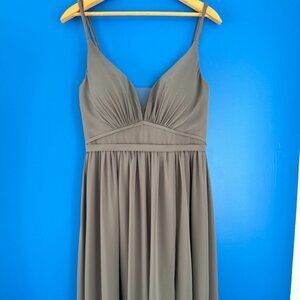 Formal Evening Fancy Dress Gray Sweatheart Deep Neck Line Chiffon Maxi - Sz 8